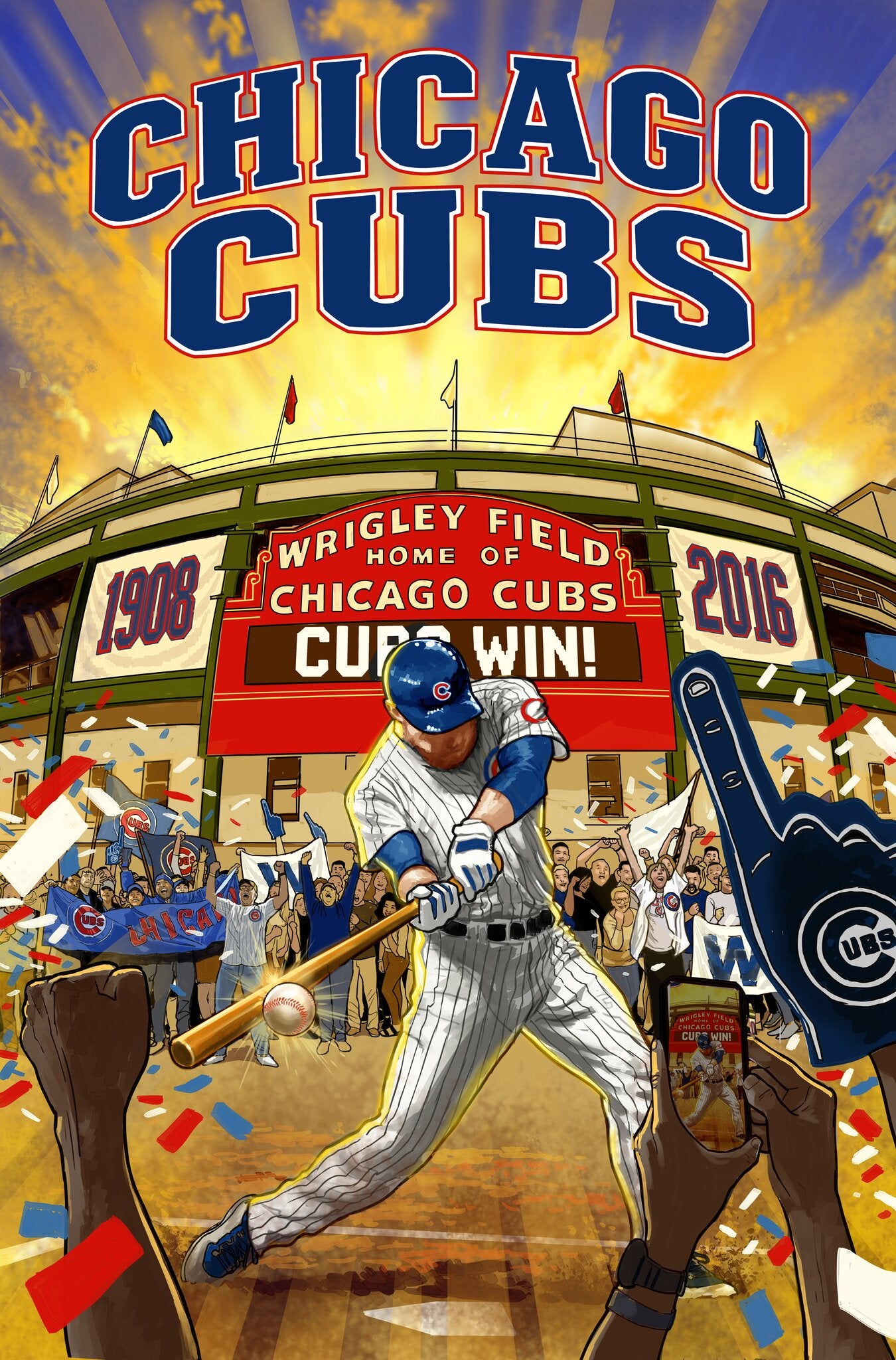 Chicago Cubs #1 comic book cover — Wrigley Field, 1908-2016